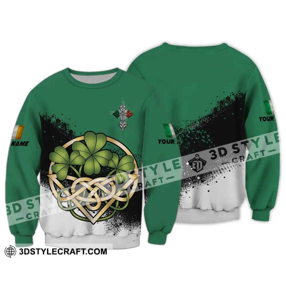 Unisex Shirt - Custom Name T-Shirt St. Patrick’s Day Clothing 4-Leaf Clover Long Sleeve / S T-Shirt