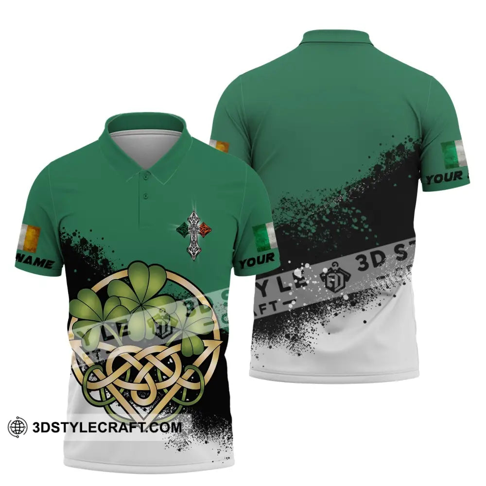 Unisex Shirt - Custom Name T-Shirt St. Patrick’s Day Clothing 4-Leaf Clover Polo / S T-Shirt