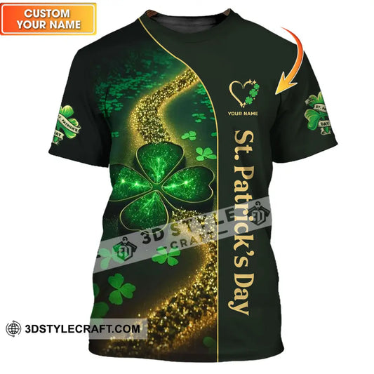 Unisex Shirt - Custom Name T-Shirt St. Patrick’s Day Clothing Heart With 4-Leaf Clover T-Shirt