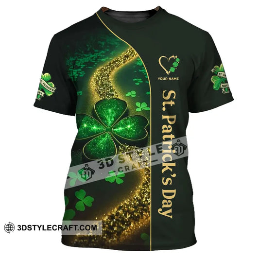 Unisex Shirt - Custom Name T-Shirt St. Patrick’s Day Clothing Heart With 4-Leaf Clover / S T-Shirt