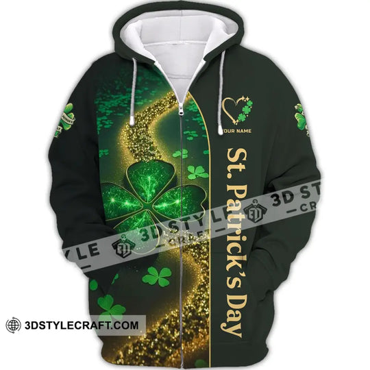 Unisex Shirt - Custom Name T-Shirt - ST. Patrick's Day Clothing, Heart With 4-Leaf Clover Shirt style option 4