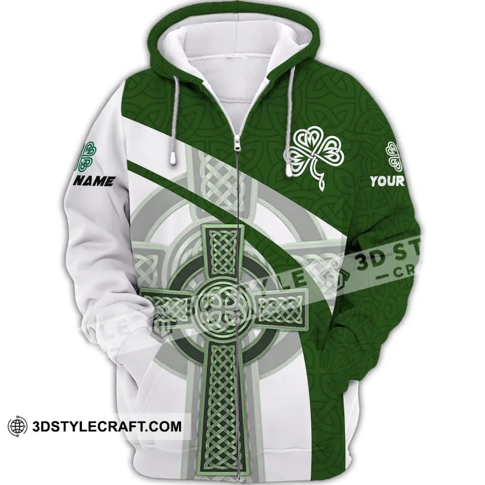 Unisex Shirt - Custom Name T-Shirt St. Patrick’s Day Clothing Leaf Clover Zipper Hoodie / S T-Shirt