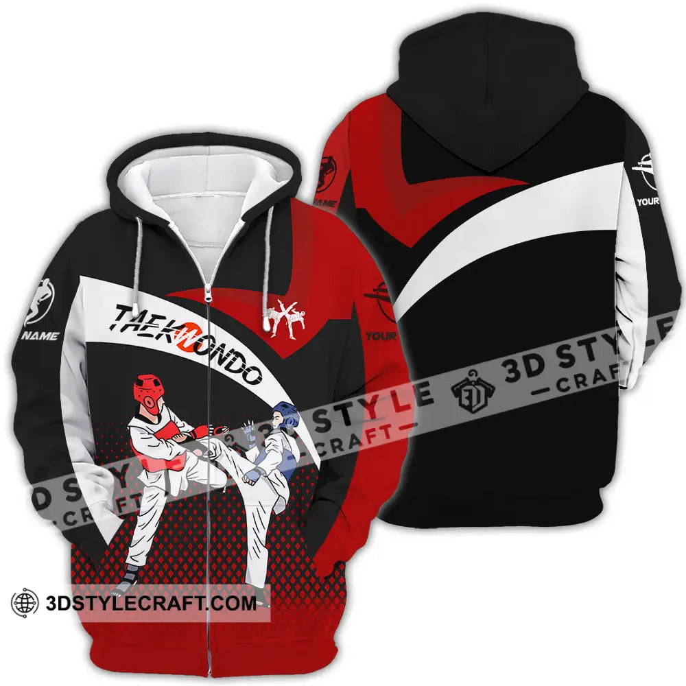 Unisex Shirt - Custom Name Taekwondo Fighters Zipper Hoodie / S T-Shirt