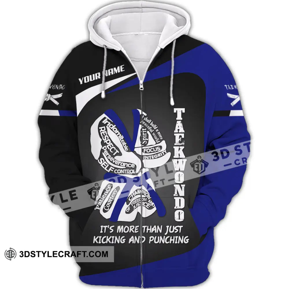 Unisex Shirt Custom Name Taekwondo Lover Gift Zipper Hoodie / S T-Shirt