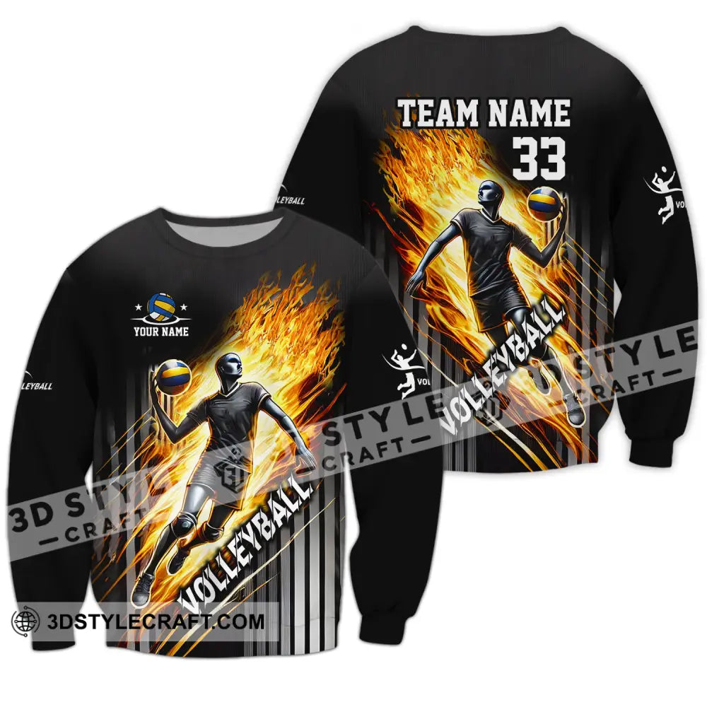 Unisex Shirt - Custom Name Team And Number Volleyball Lover Long Sleeve / S T-Shirt