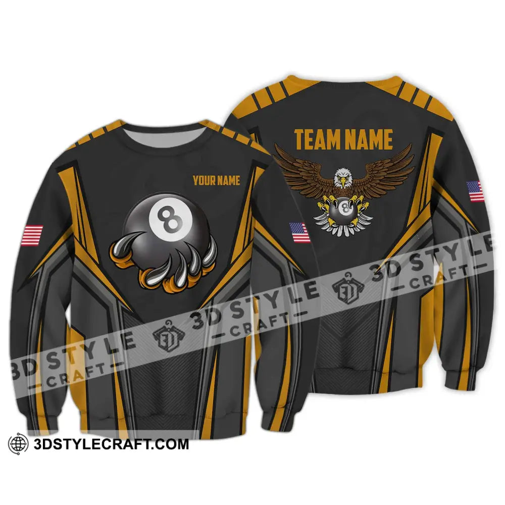 Unisex Shirt - Custom Name Team Billiard Eagle Ball Long Sleeve / S T-Shirt