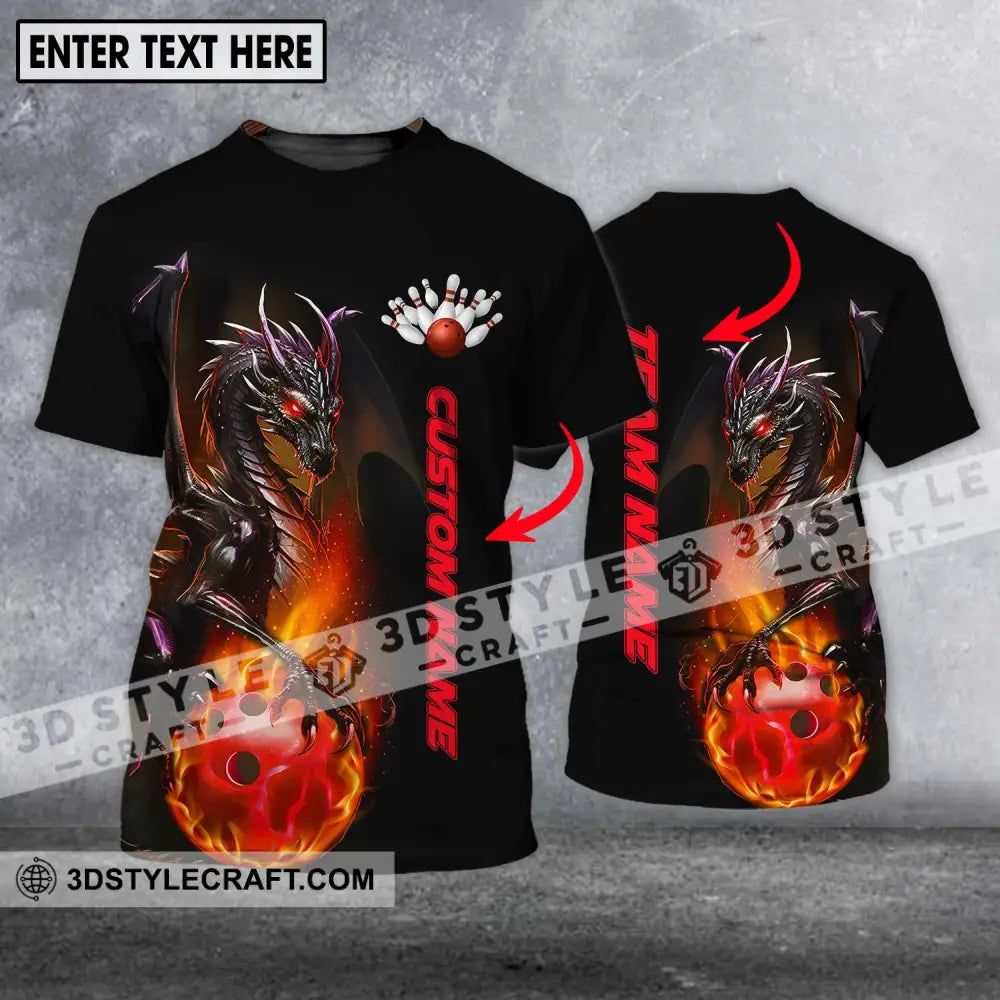 Unisex Shirt - Custom Name Team Bowling Dragon Fire Ball T-Shirt