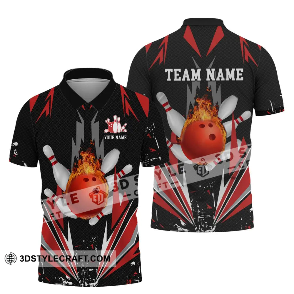 Unisex Shirt - Custom Name Team Fire Bowling Polo / S T-Shirt