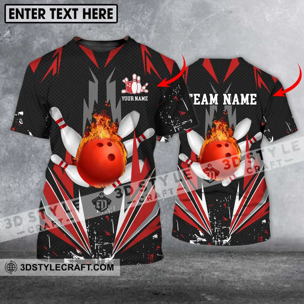 Unisex Shirt - Custom Name Team Fire Bowling T-Shirt