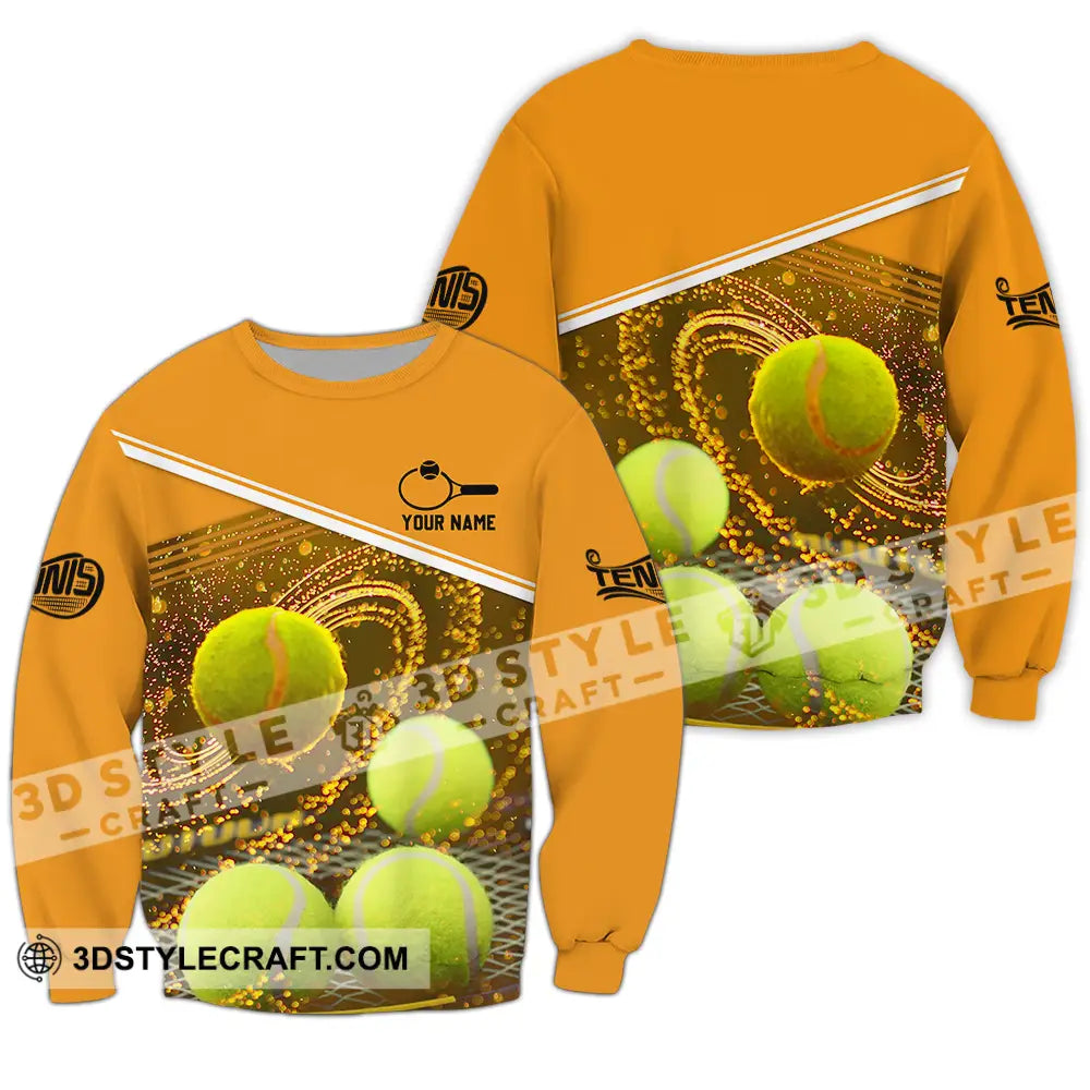 Unisex Shirt - Custom Name Tennis Ball Long Sleeve / S T-Shirt