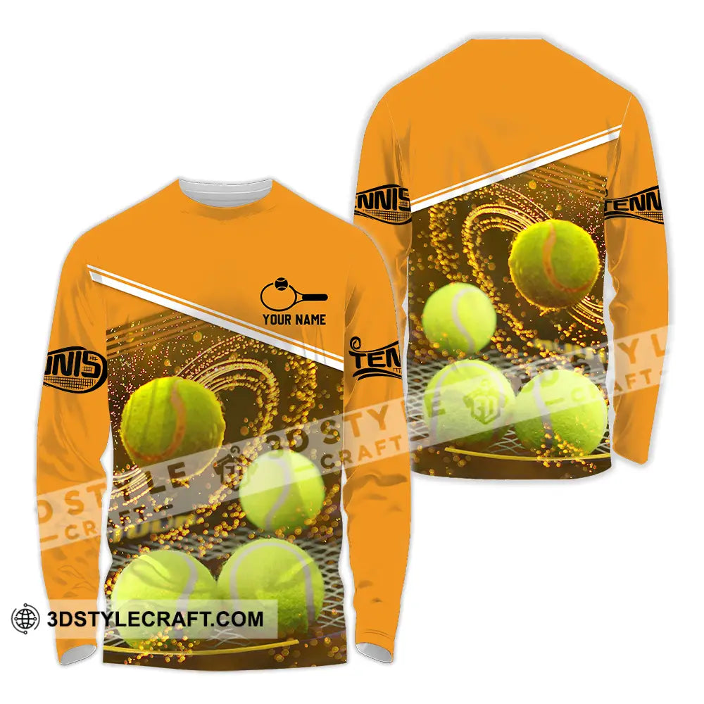 Unisex Shirt - Custom Name Tennis Ball Long Sleeve / S T-Shirt