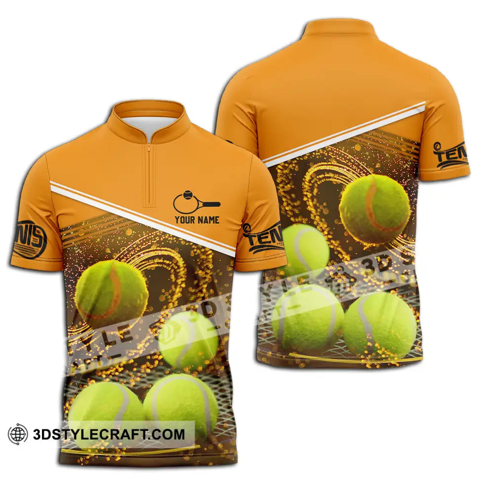 Unisex Shirt - Custom Name Tennis Ball Zipper Polo / S T-Shirt