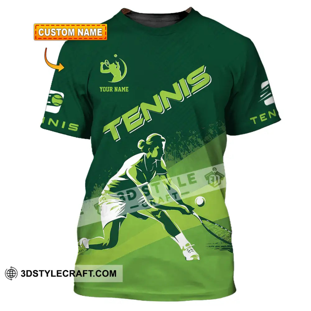 Unisex Shirt - Custom Name Tennis For Player Green T-Shirt