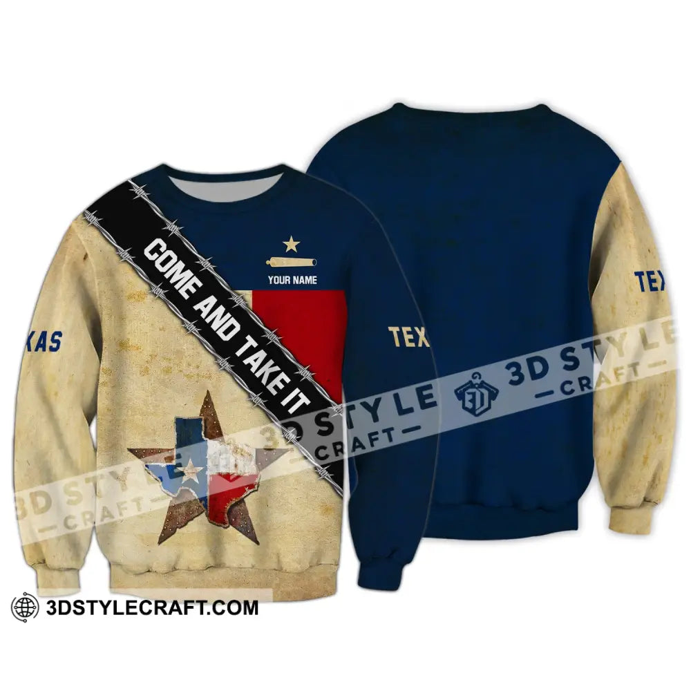 Unisex Shirt Custom Name Texas Cities Shirts Come And Take It Long Sleeve / S T-Shirt