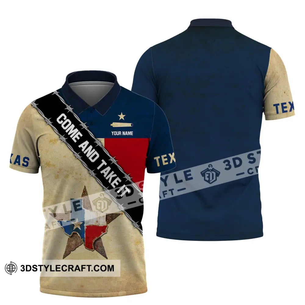 Unisex Shirt Custom Name Texas Cities Shirts Come And Take It Polo / S T-Shirt