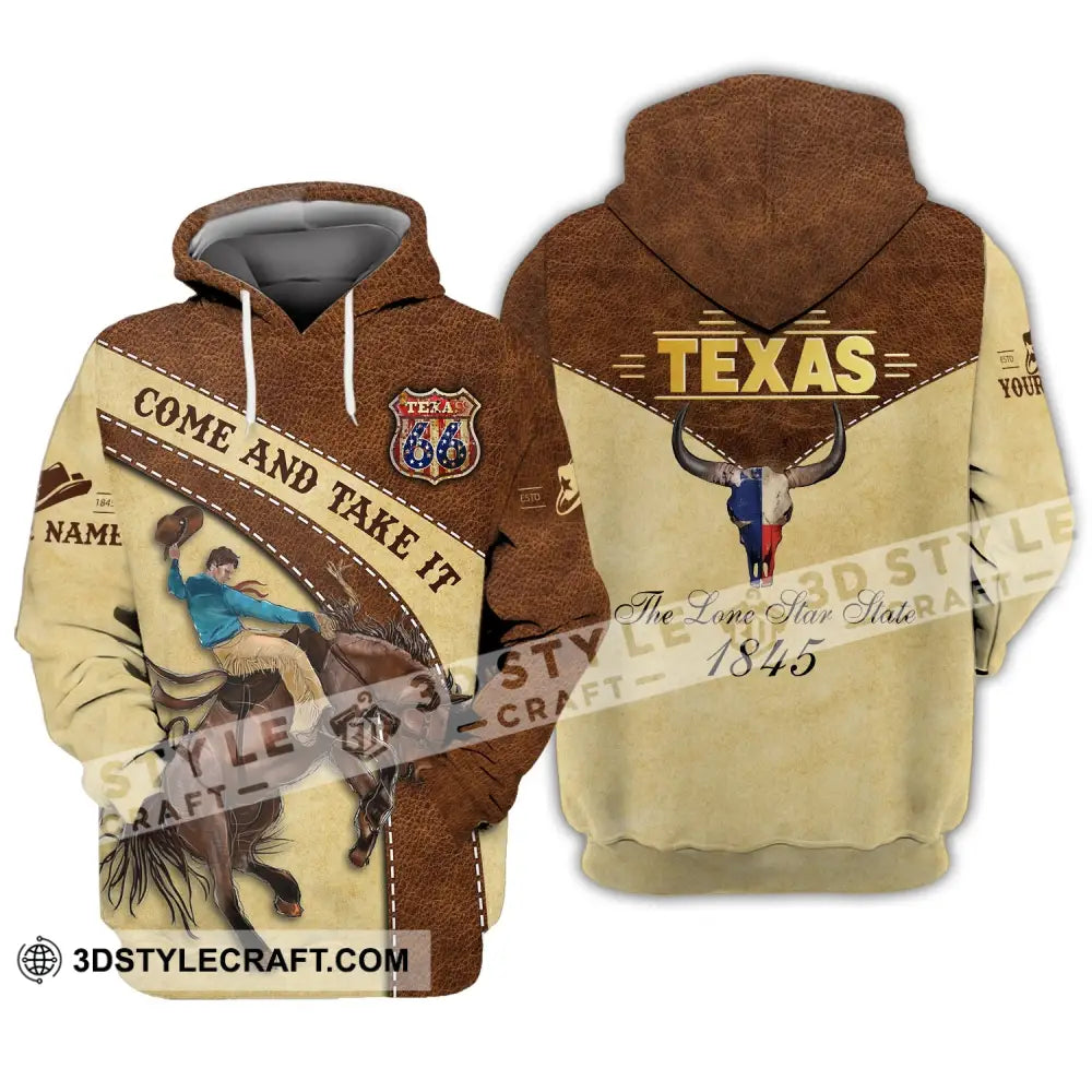 Unisex Shirt Custom Name Texas T-Shirt 1845 Come And Take It Hoodie / S