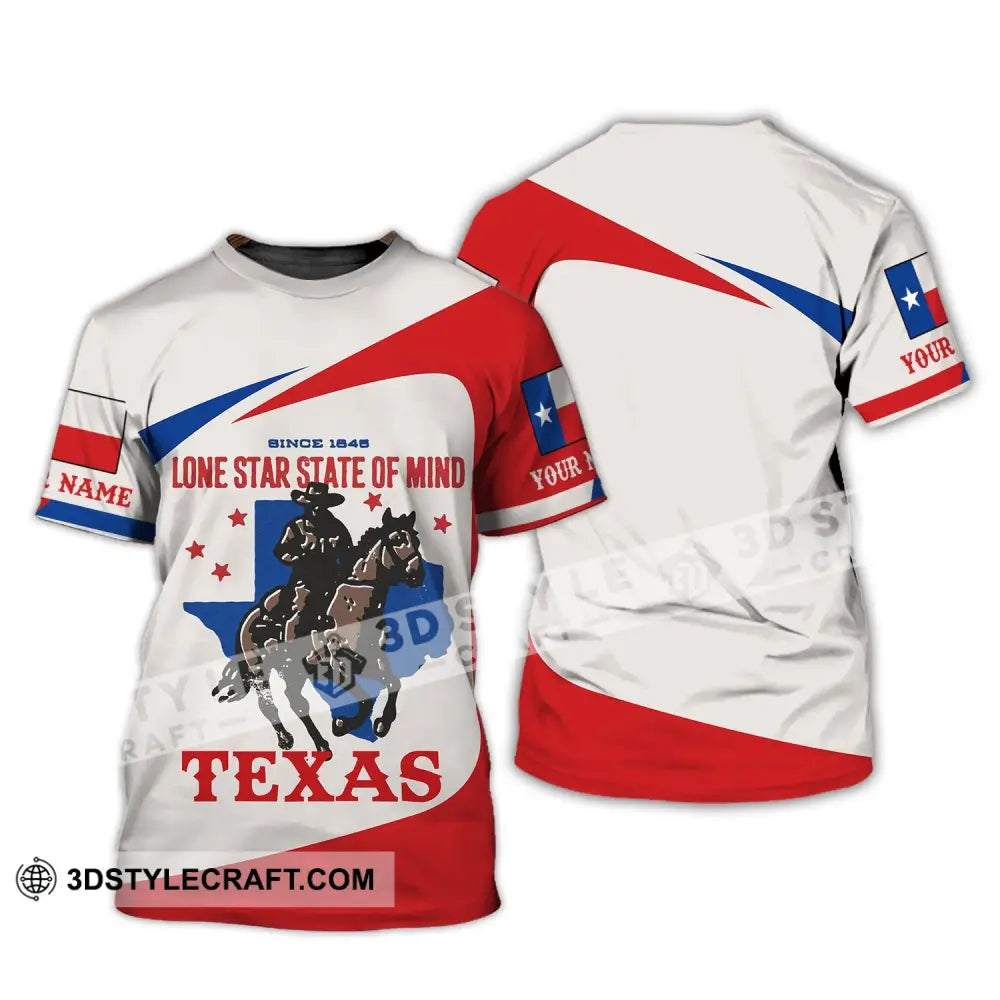 Unisex Shirt Custom Name Texas T-Shirt 1845 Lone Star State Of Mind