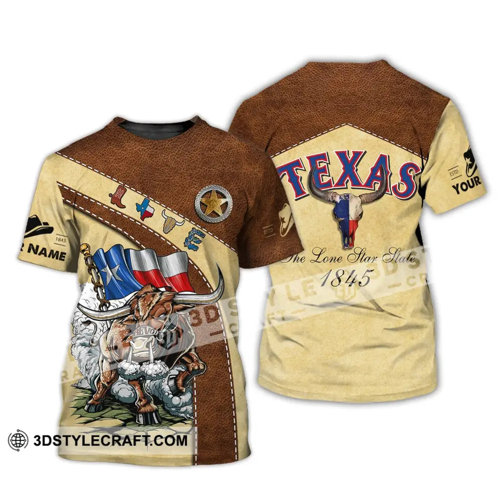 Unisex Shirt Custom Name Texas T-Shirt The Lone Star State 1845 / S