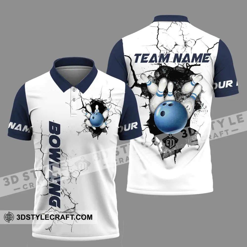 Unisex Shirt - Custom Name The Bowling Player Sport Cracking Wall Polo / S T-Shirt