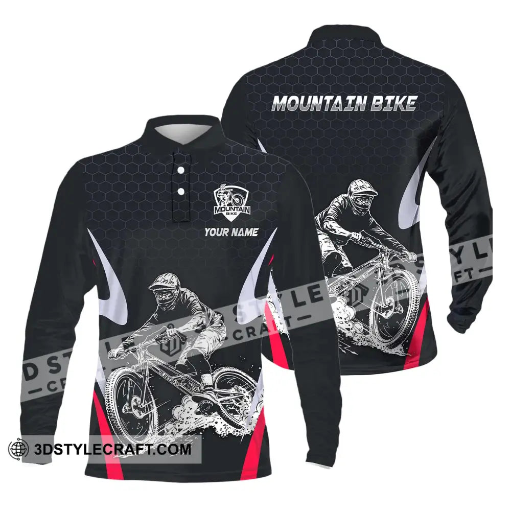 Unisex Shirt - Custom Name The Mountain Bike Player Sport Long Sleeve Polo / S T-Shirt