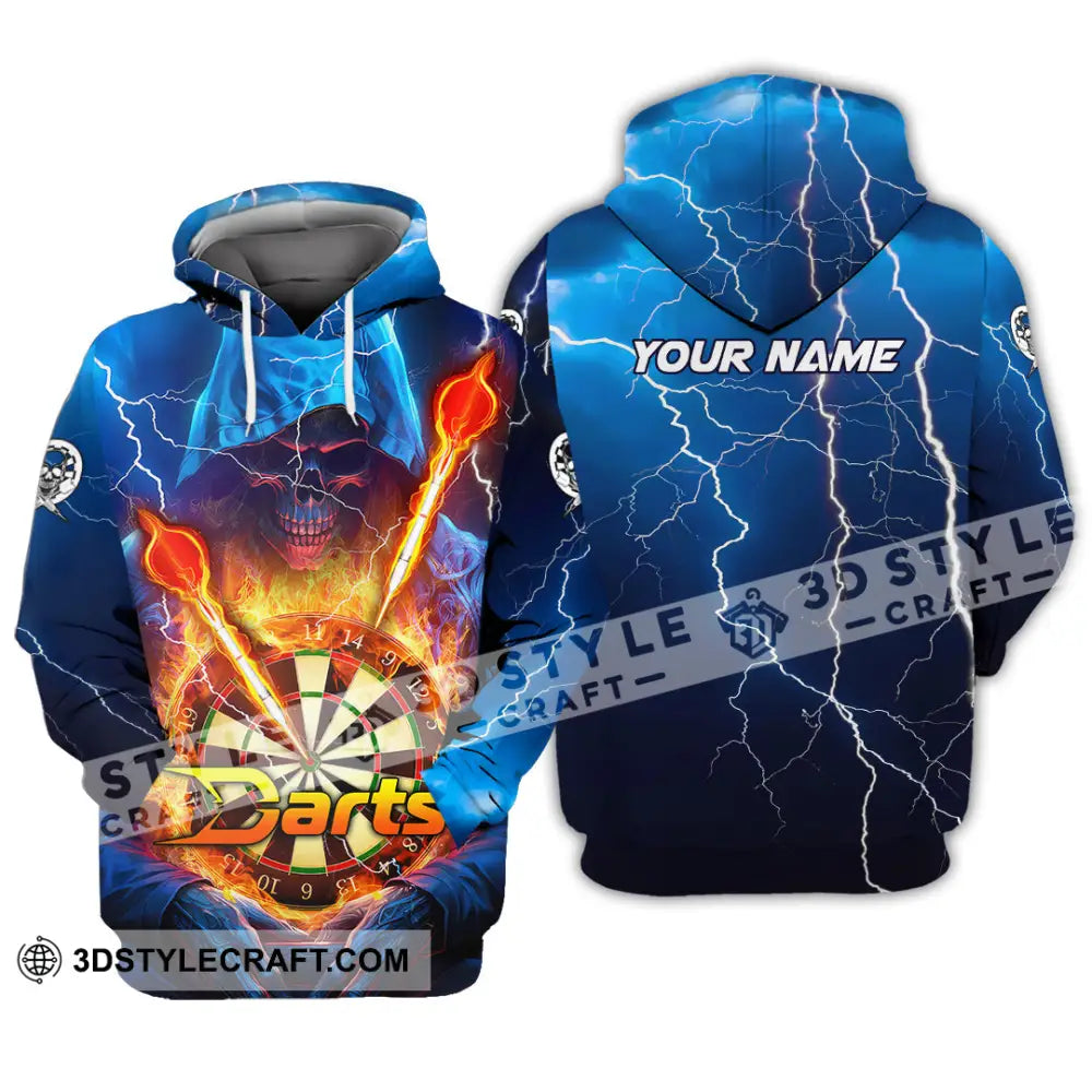 Unisex Shirt - Custom Name The Skull Darts Sport Fire And Ice Hoodie / S T-Shirt