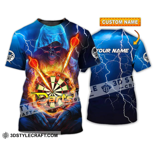 Unisex Shirt - Custom Name The Skull Darts Sport Shirt, Fire And Ice Darts style option 1