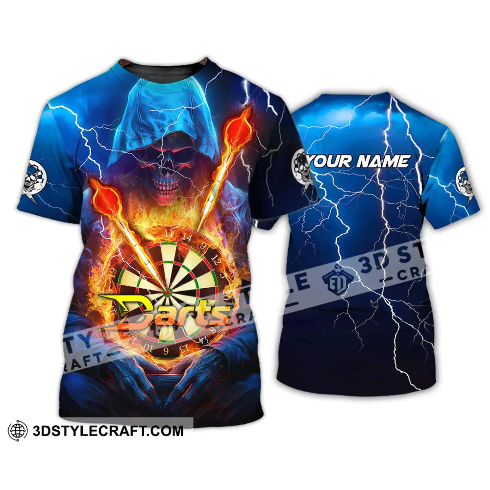 Unisex Shirt - Custom Name The Skull Darts Sport Fire And Ice T-Shirt / S T-Shirt