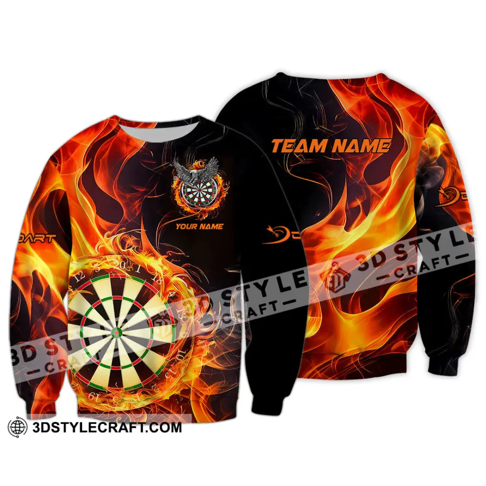 Unisex Shirt - Custom Name The Skull Darts Sport Fire Long Sleeve / S T-Shirt