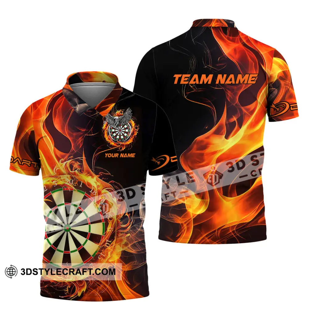 Unisex Shirt - Custom Name The Skull Darts Sport Fire Polo / S T-Shirt