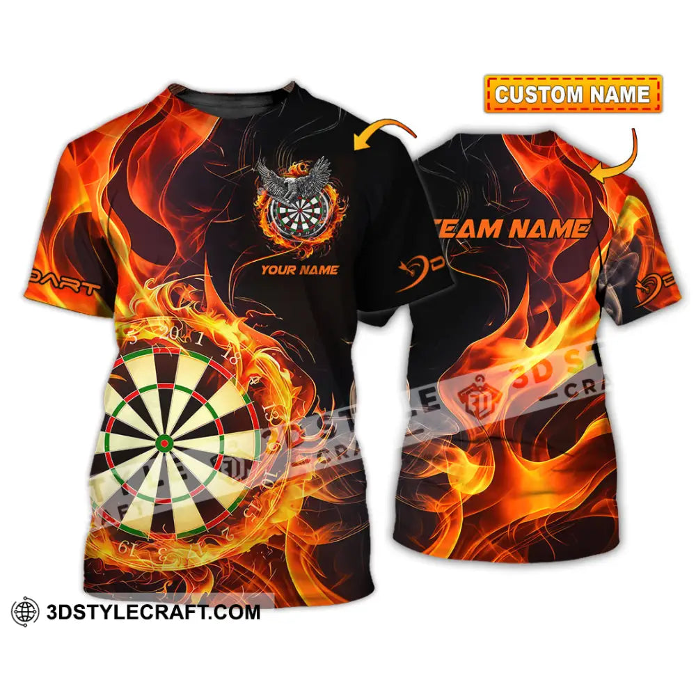 Unisex Shirt - Custom Name The Skull Darts Sport Fire T-Shirt