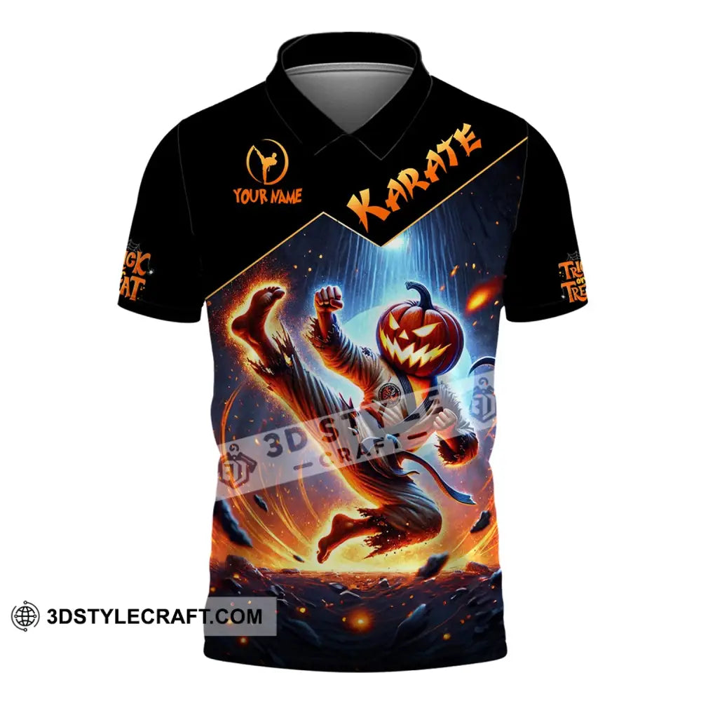 Unisex Shirt - Custom Name Trick Or Treat Karate Polo / S T-Shirt