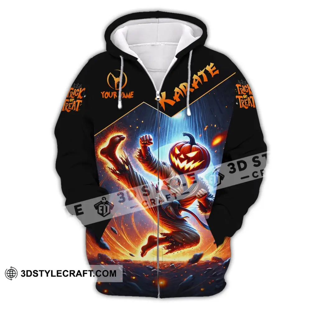 Unisex Shirt - Custom Name Trick Or Treat Karate Zipper Hoodie / S T-Shirt