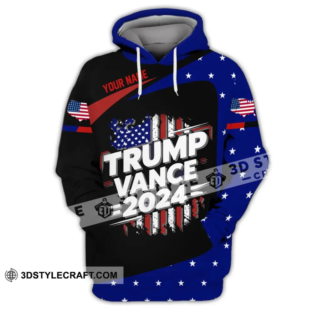 Unisex Shirt Custom Name Trump Vance 2024 For President T-Shirt Hoodie / S T-Shirt