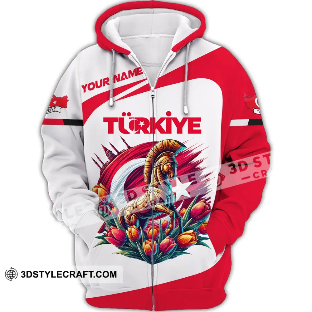 Unisex Shirt Custom Name Türkiye Turkiye Lover Polo Long Sleeve Zipper Hoodie / S T-Shirt