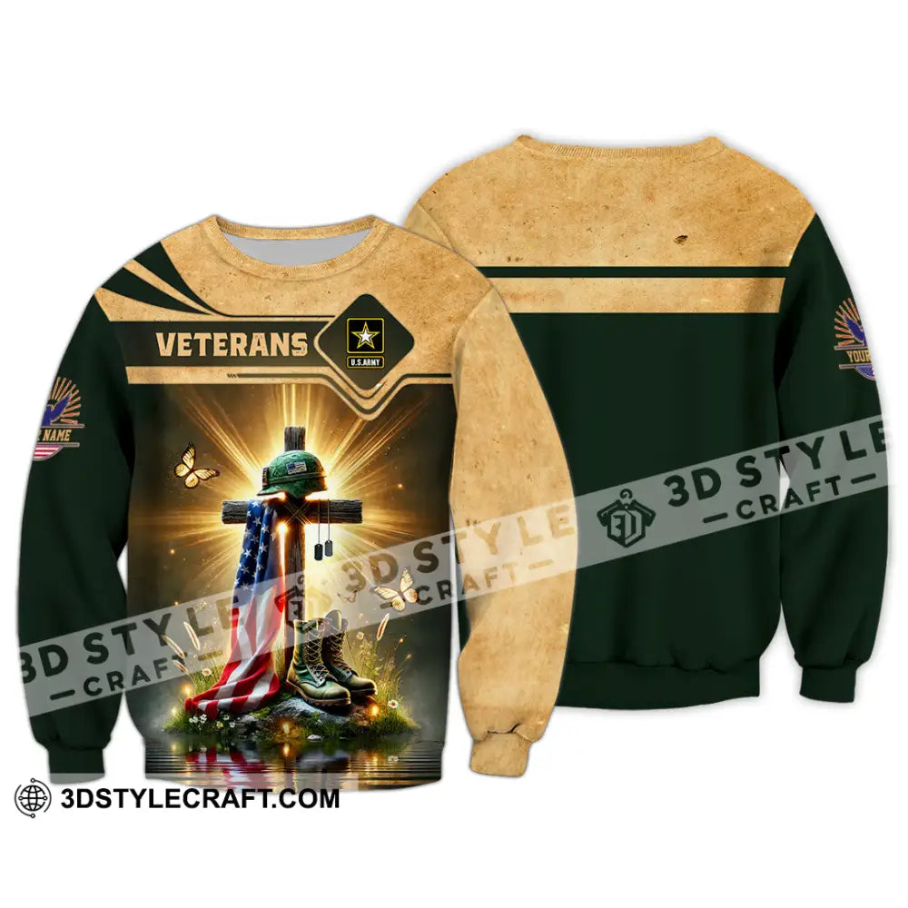 Unisex Shirt Custom Name U.s Veteran Hoodie Polo Long Sleeve Us Memorial / S T-Shirt