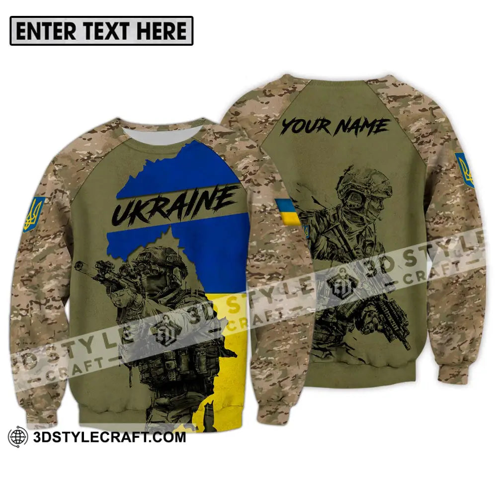 Unisex Shirt - Custom Name Ukraina Army Long Sleeve / S T-Shirt