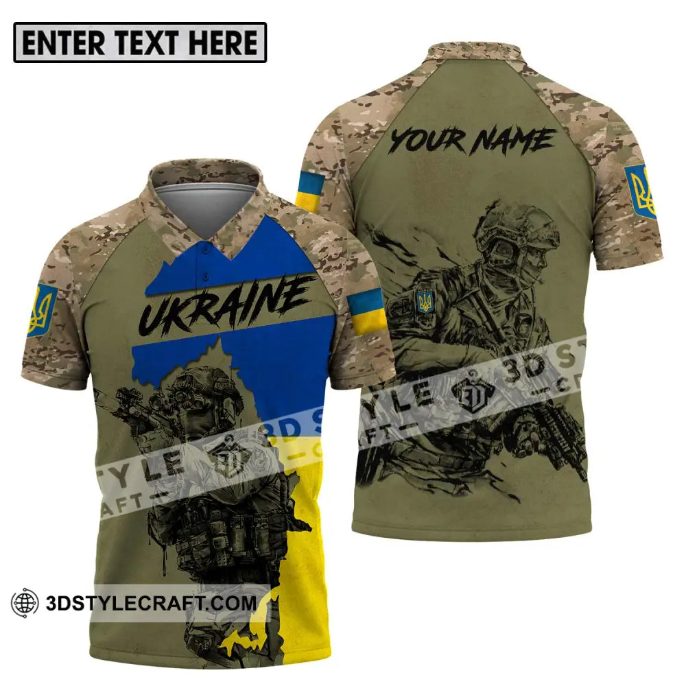 Unisex Shirt - Custom Name Ukraina Army Polo / S T-Shirt