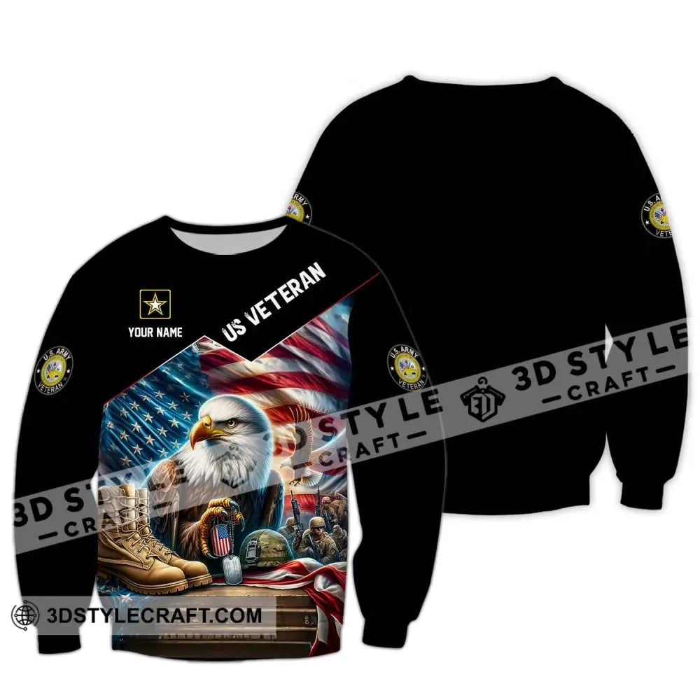 Unisex Shirt - Custom Name Us Veteran Long Sleeve / S T-Shirt