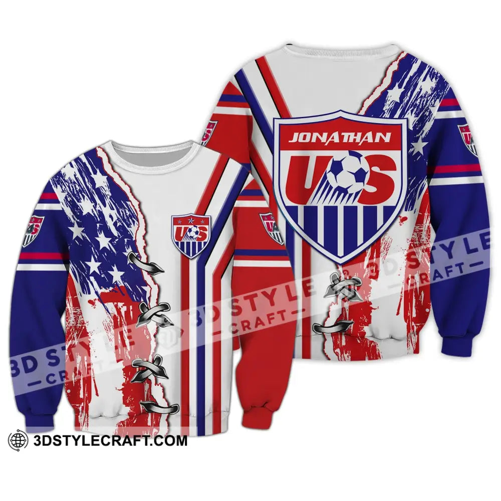 Unisex Shirt - Custom Name Usa Soccer Long Sleeve / S T-Shirt