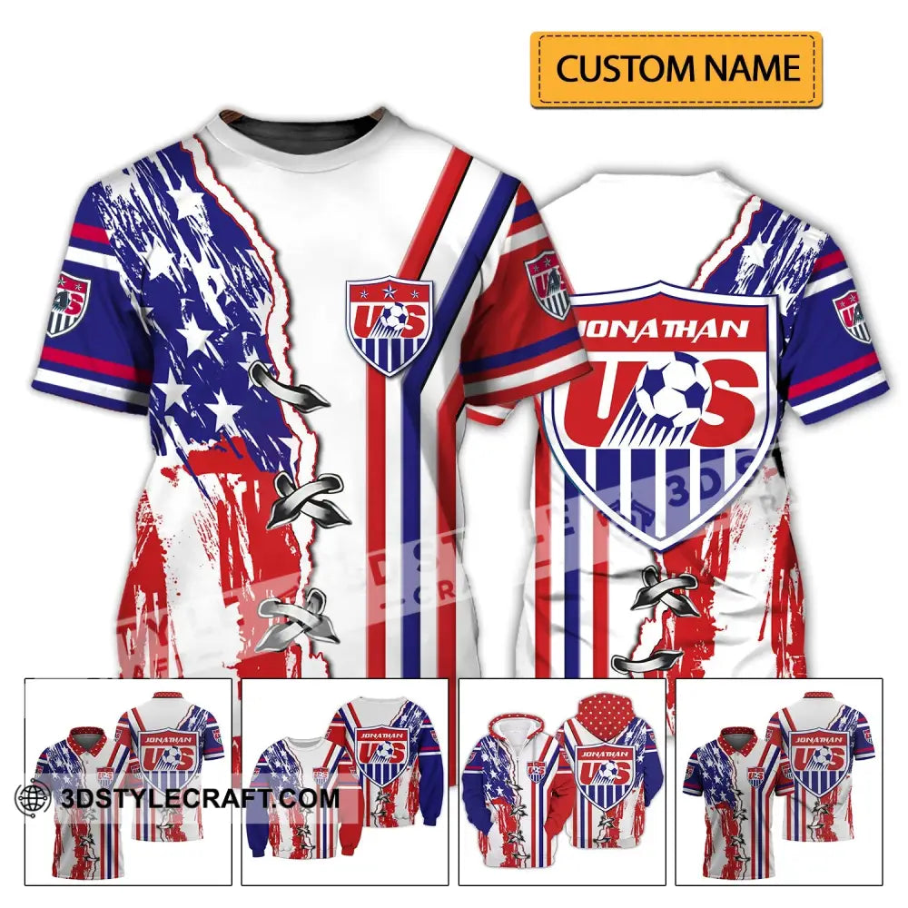 Unisex Shirt - Custom Name Usa Soccer T-Shirt