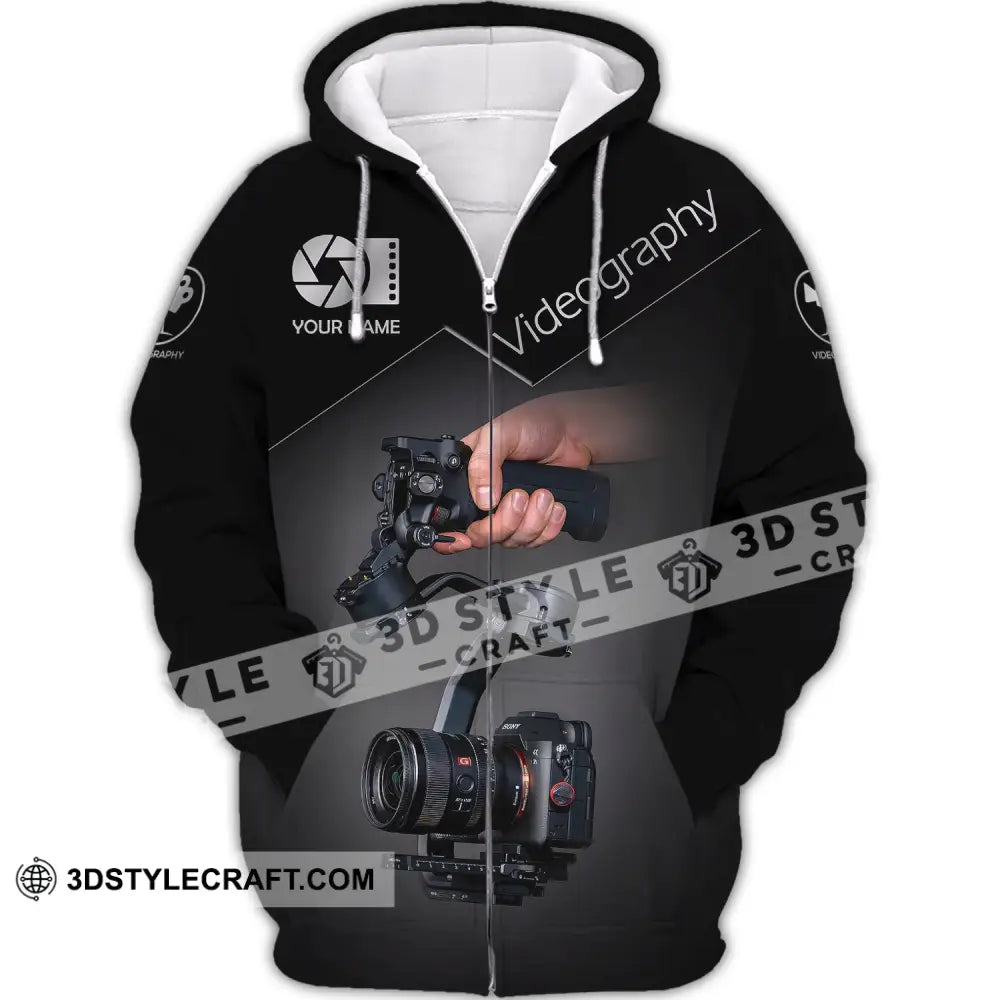 Unisex Shirt Custom Name Videography Photography T-Shirt Gift For Videographers Zipper Hoodie / S