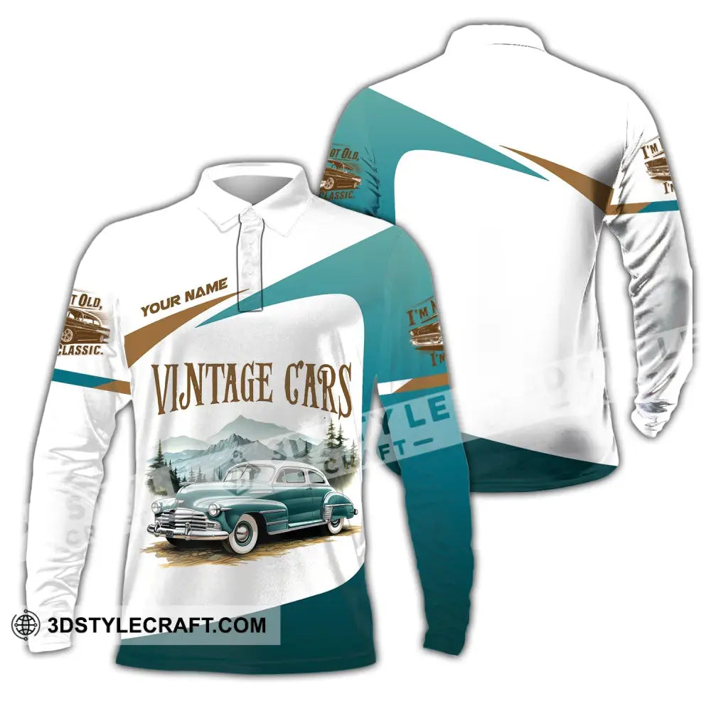 Unisex Shirt Custom Name Vintage Car Polo Long Sleeve Gift For Lover / S T-Shirt