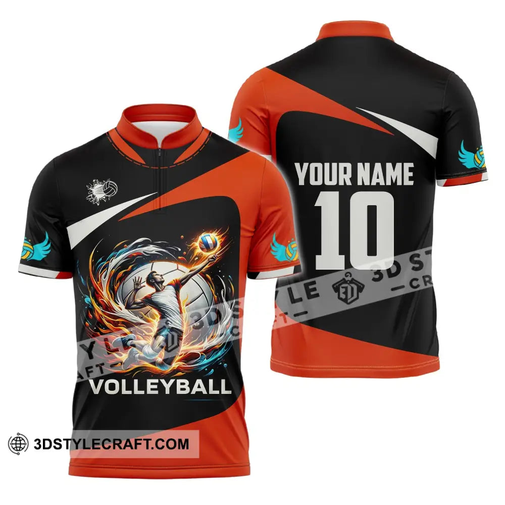 Unisex Shirt Custom Name Volleyball T-Shirt For Club Gift Players Zipper Polo / S T-Shirt