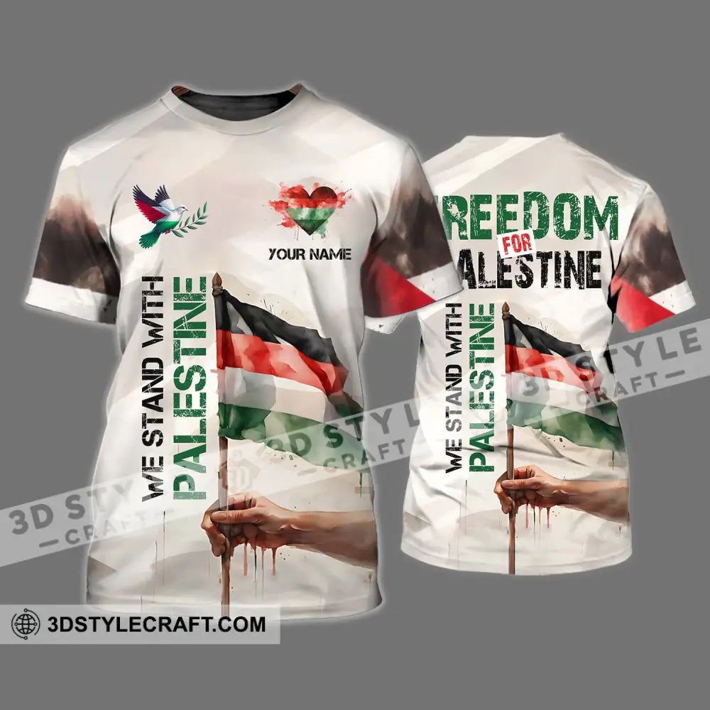 Unisex Shirt - Custom Name We Stand With Palestine T-Shirt / S T-Shirt