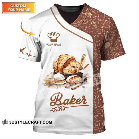 Unisex Shirt - Custom Name White Shirt - Baker Making Bake Shirt style option 1