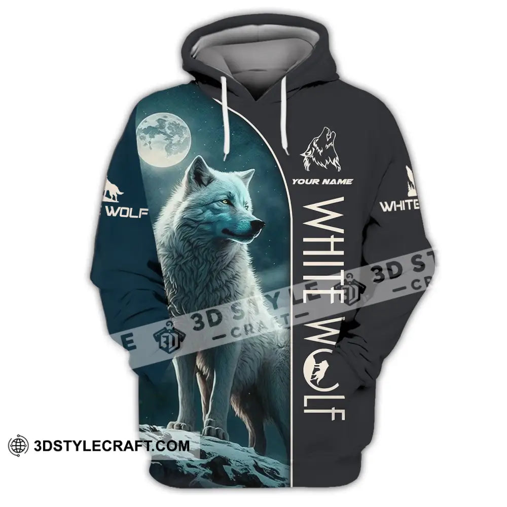 Unisex Shirt - Custom Name White Wolf Hoodie / S T-Shirt