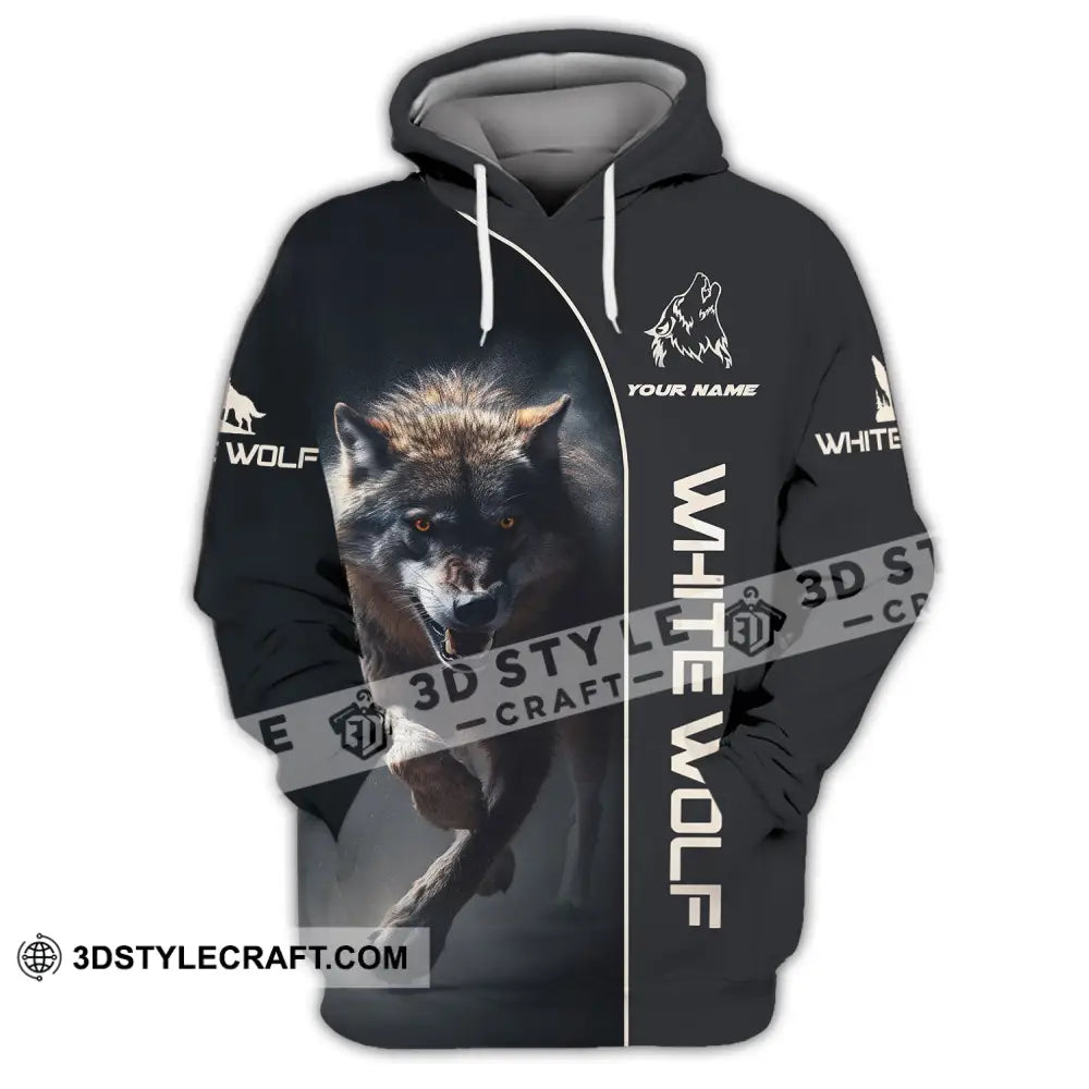 Unisex Shirt - Custom Name White Wolf Hoodie / S T-Shirt