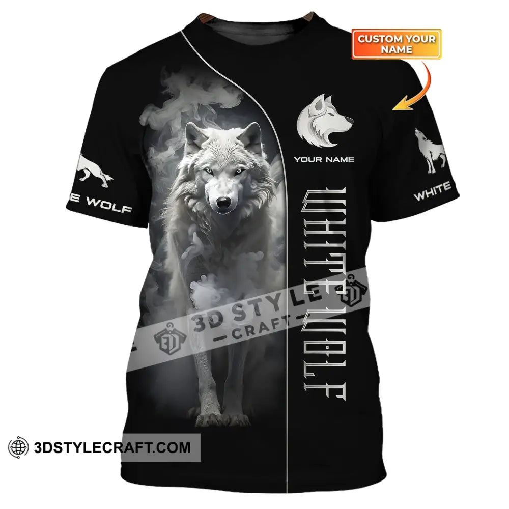 Unisex Shirt Custom Name White Wolf T-Shirt For Lovers