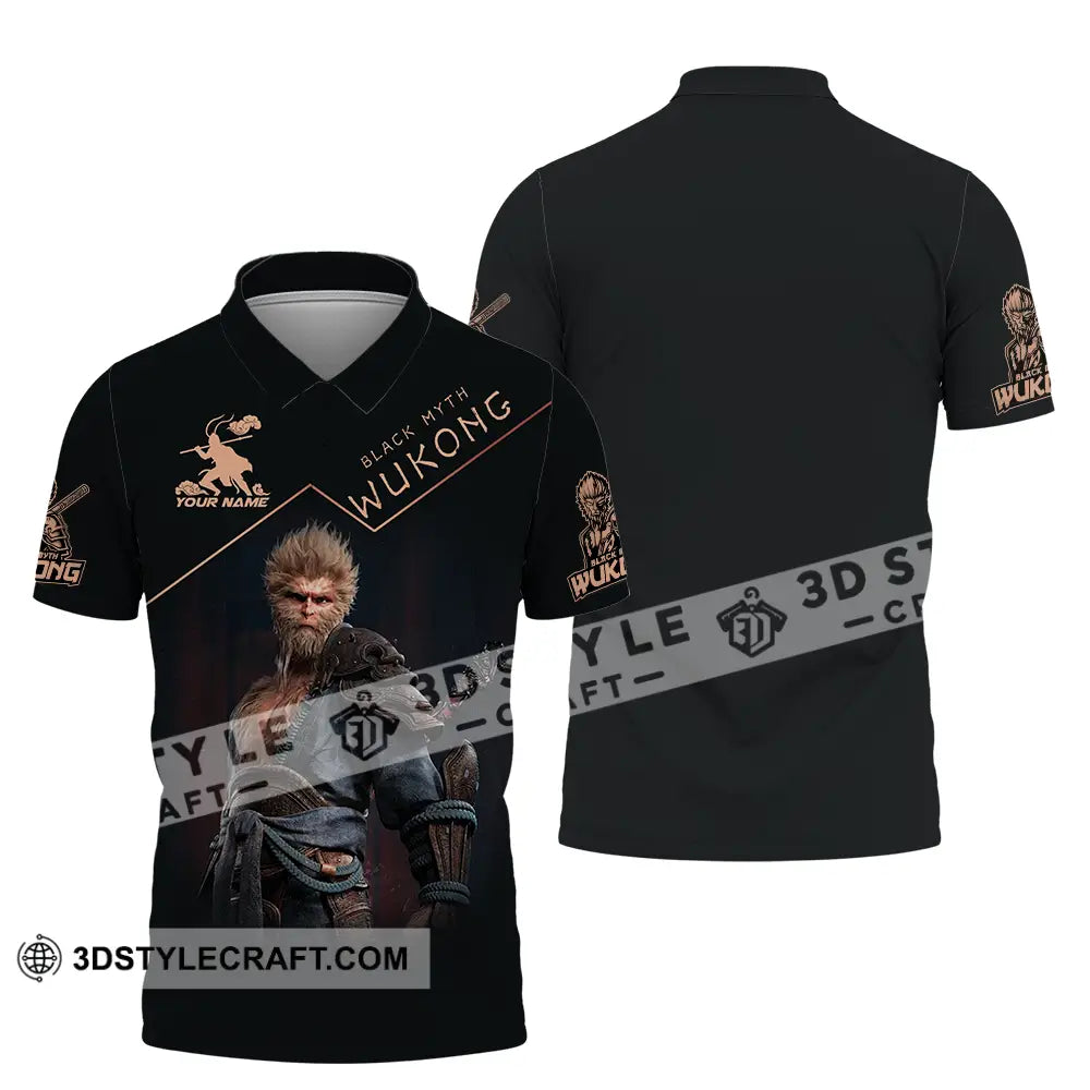 Unisex Shirt - Custom Name Wukong Black Polo / S T-Shirt