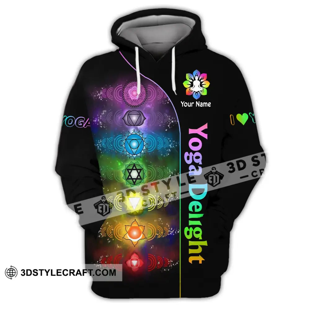 Unisex Shirt Custom Name Yoga Delight Love Hoodie Polo Long Sleeve / S T-Shirt